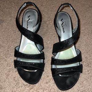 Black Strapped Sparkly Heels. Size 9.5